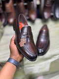 Dark brown leather monk strap dress shoe