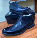 Black textured leather men's chukka/ankle boots